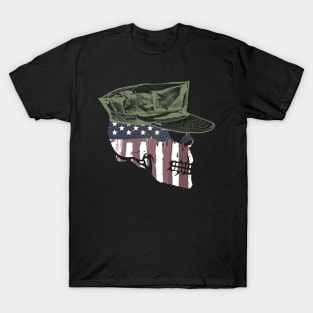 Painted American Flag Military Skull T-Shirt